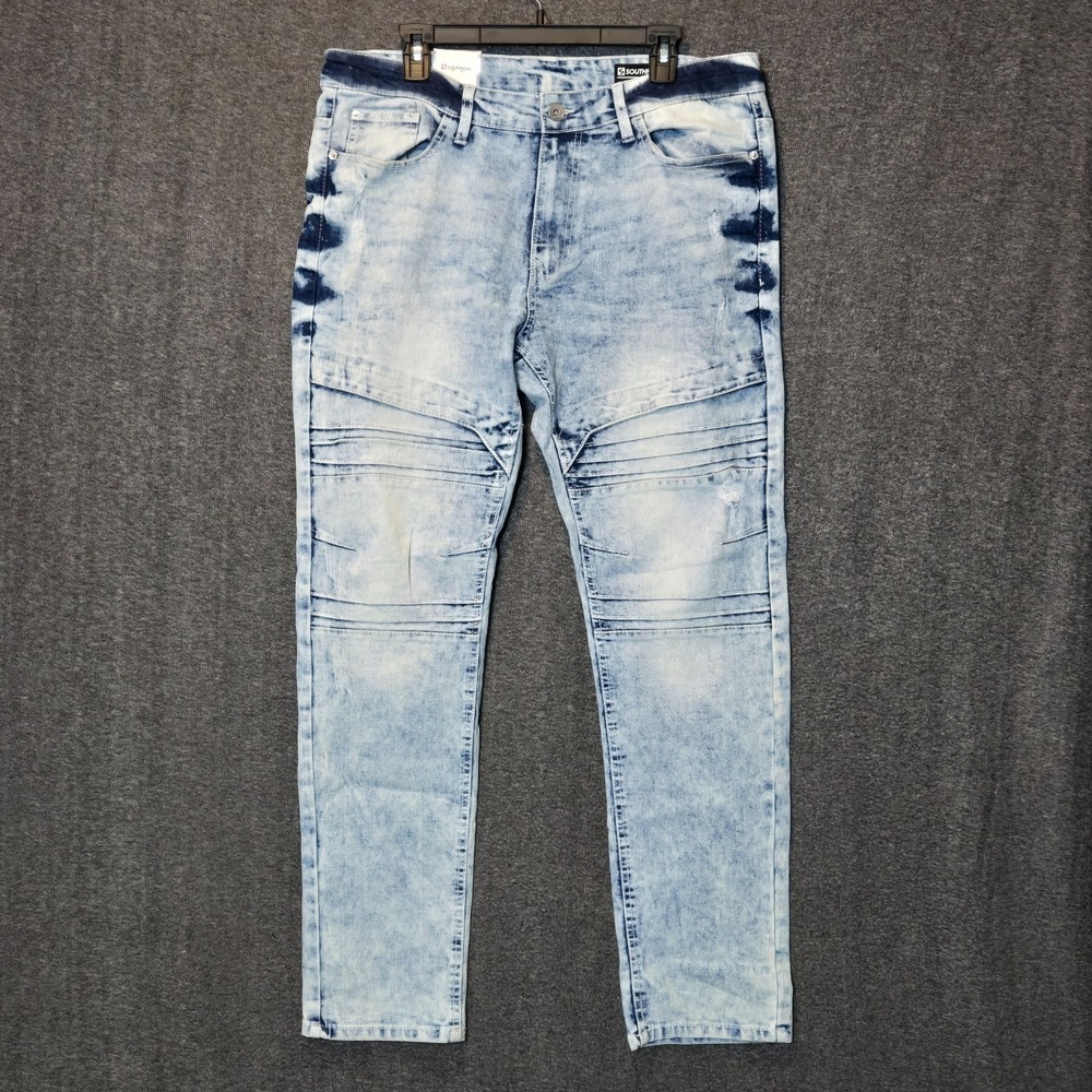 Southpole Jeans Men's 36x32 Blue Moto Skater Rocker Grunge Distressed Streetwear